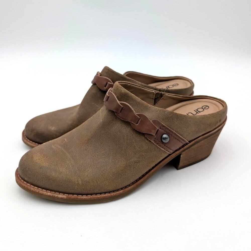 Earth Juliet Leather Slip-On Comfort Mule Clog Women's Taupe Size US8.5M EU39